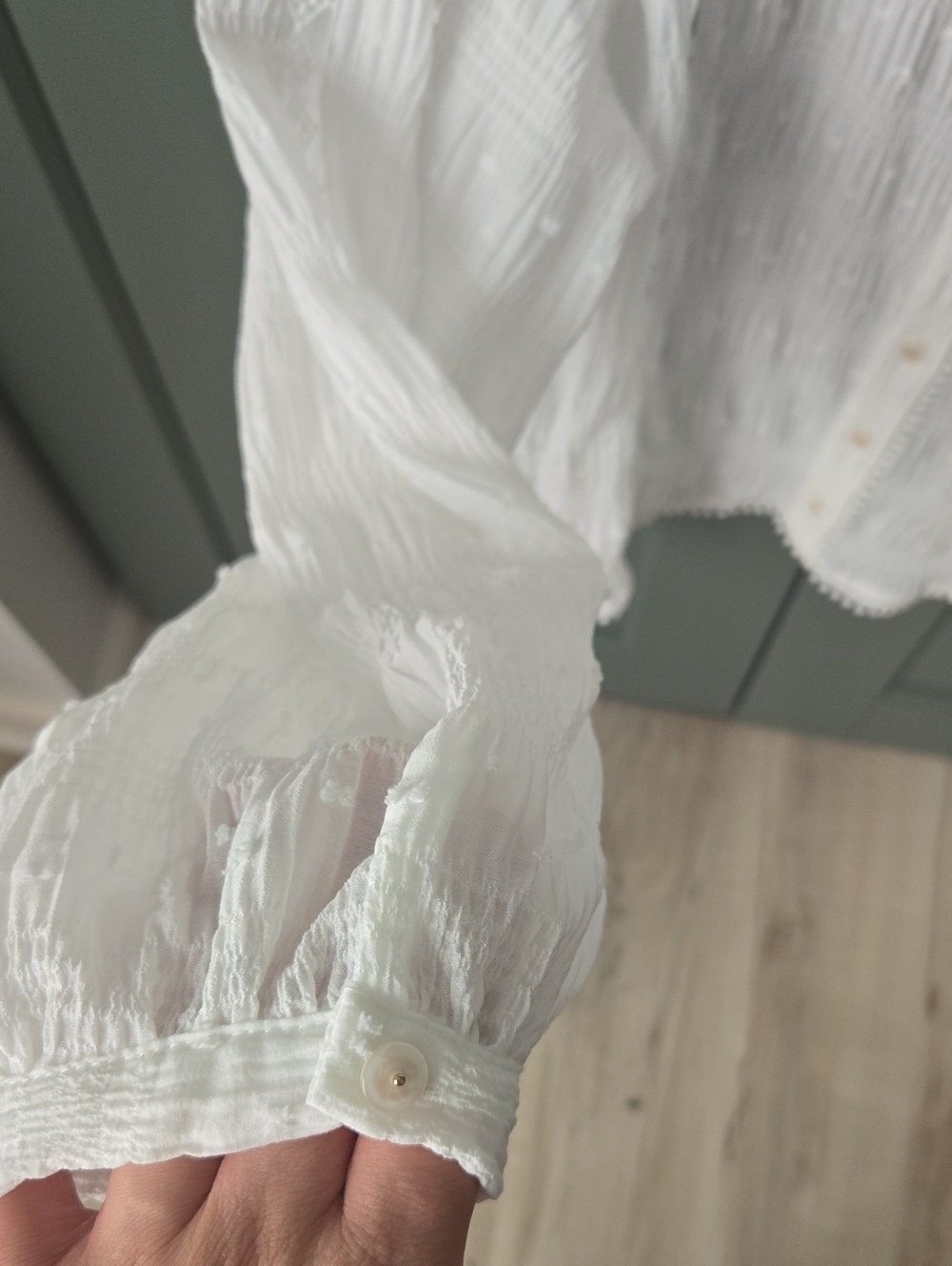 Zara White Button-Front Crochet Trim Blouse - Picture 4 of 5